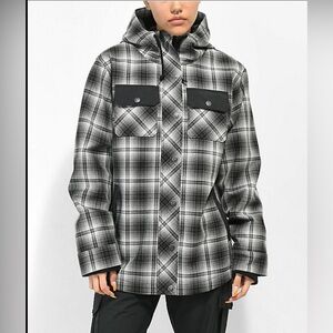 Empyre Plaid Hooded Jacket Womens Size L Large Snowboard Ski Snow 10K Risge Run